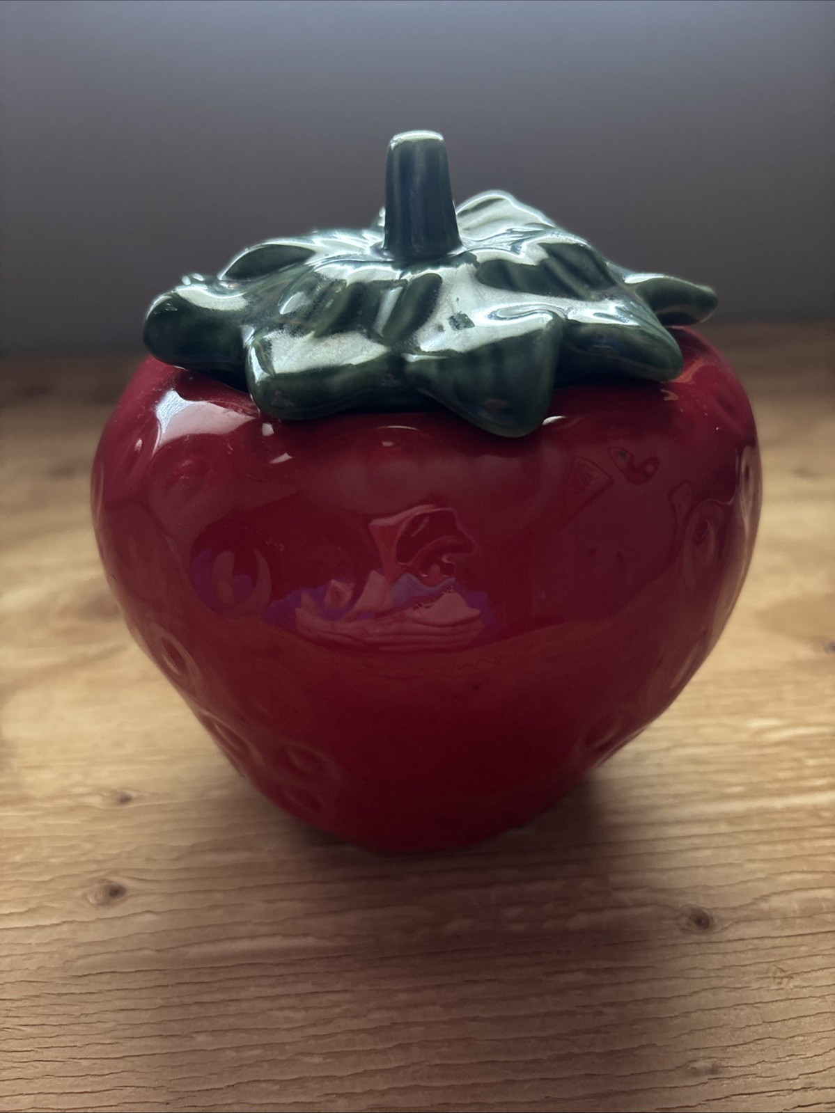 Vintage House of Webster Strawberry Cookie Jar Ceramic Canister USA Texas Lidded