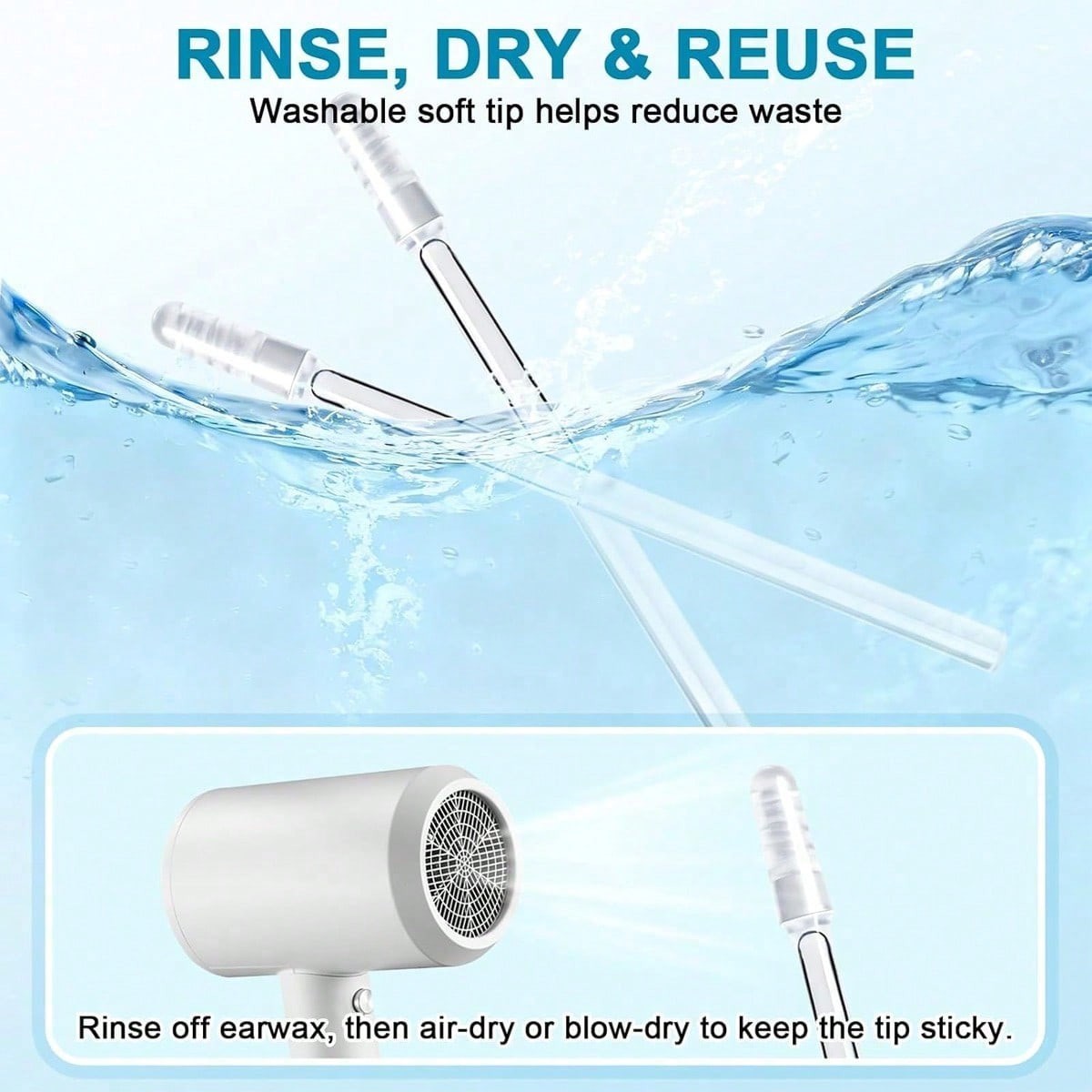 24 Pcs Ear Wax Stick, 2026 New Reusable Sticky Soft Head Ear Swabs, Adhesive Ear