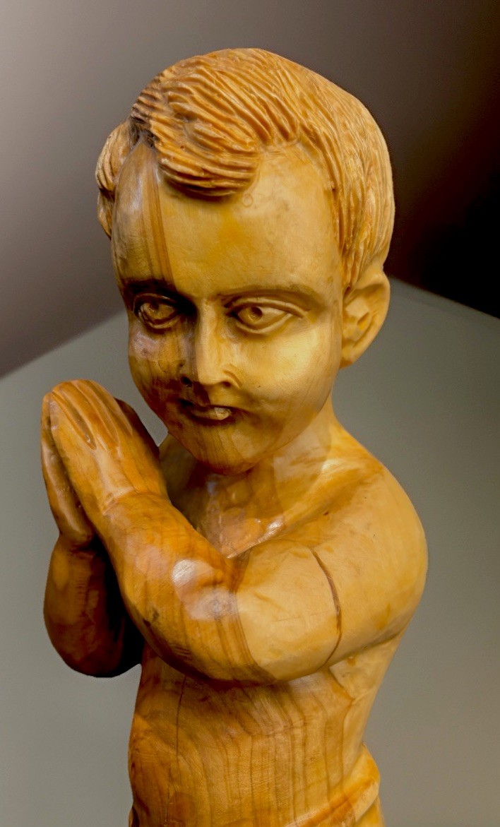 Large 12" Baby Jesus Carved Statue / Figural from Holy Land Olive Wood Bethlehem