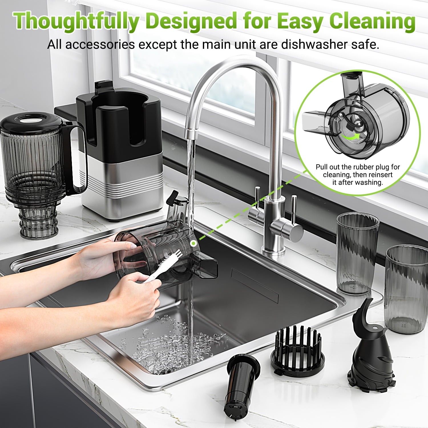 TINANA MP-802T Cold Press Masticating Juicer Machine, 5.4 In Wide Feed Chute,