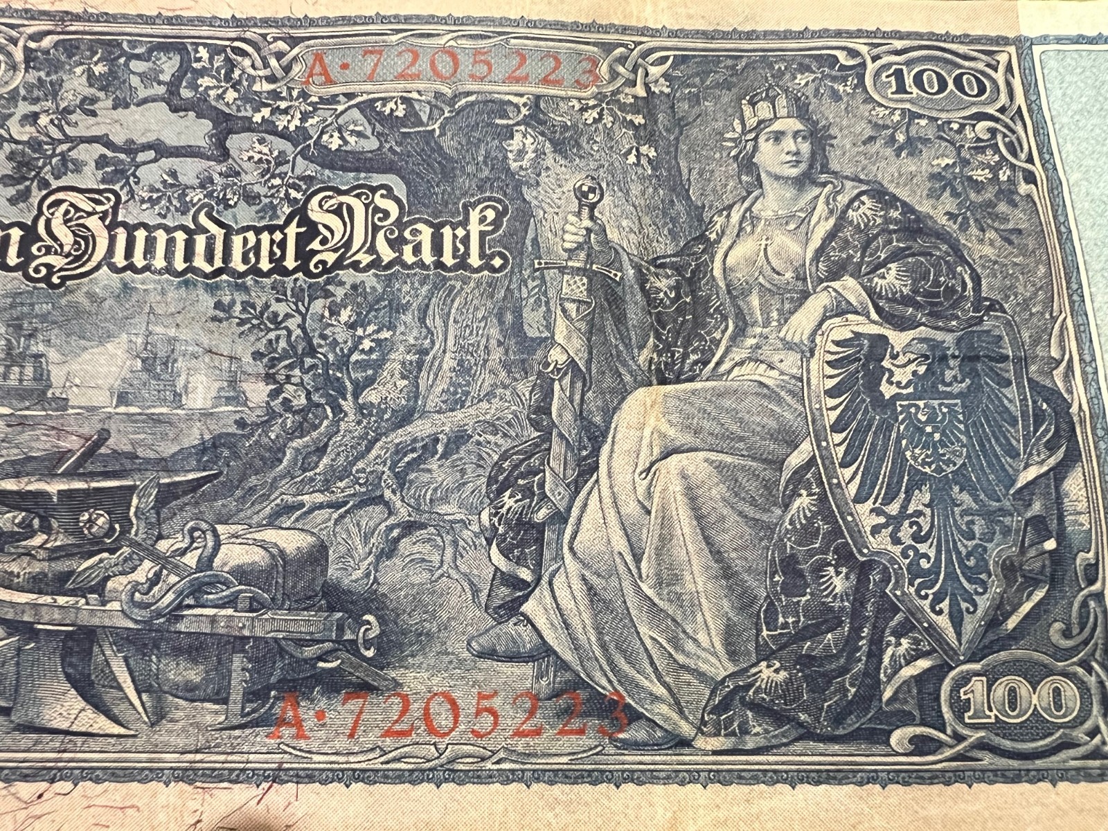 1910 German 100 Mark Banknote World War 1 WW1 WWI Currency Antique Relic