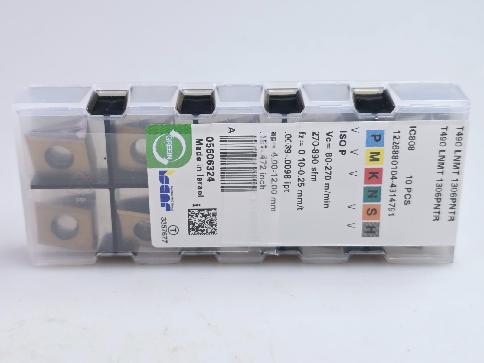 Iscar T490 LNMT 1306PNTR IC808 Carbide Milling Inserts (Box of 10)