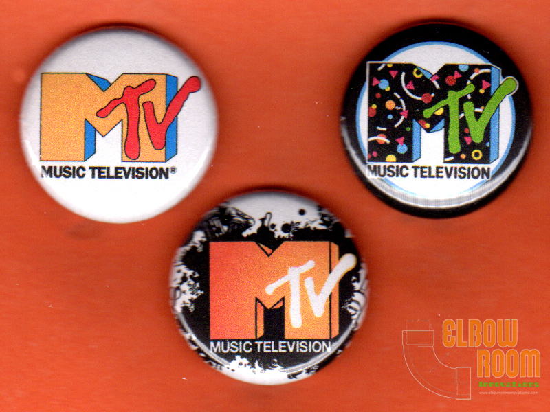 Set of three 1" MTV pins buttons 80s music television