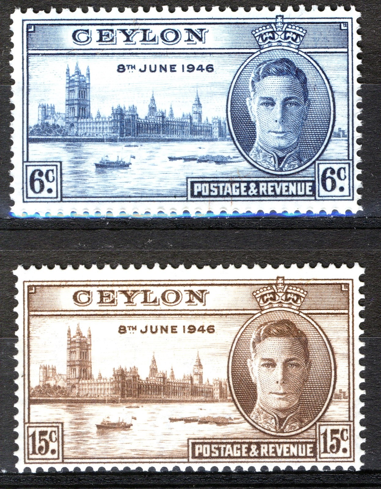 Ceylon 1946, Peace and Victory set MNH, Mi 245-46