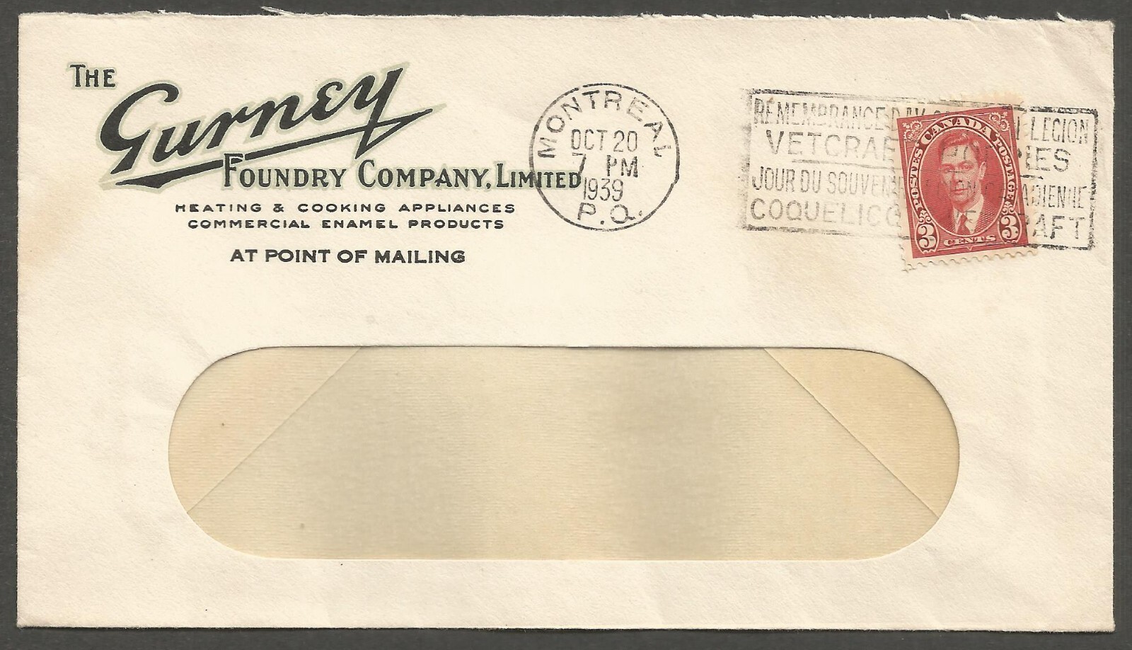1939 Gurney Foundry Advertising Cover 3c Mufti Slogan Montreal PQ Quebec
