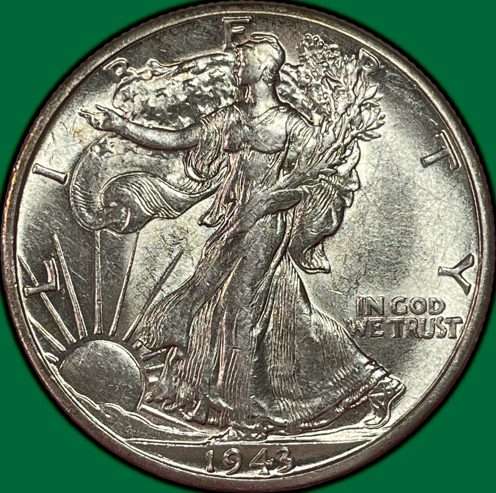1943-D Walking Liberty Half Dollar Choice Almost Uncirculated AU+ Coin #36387
