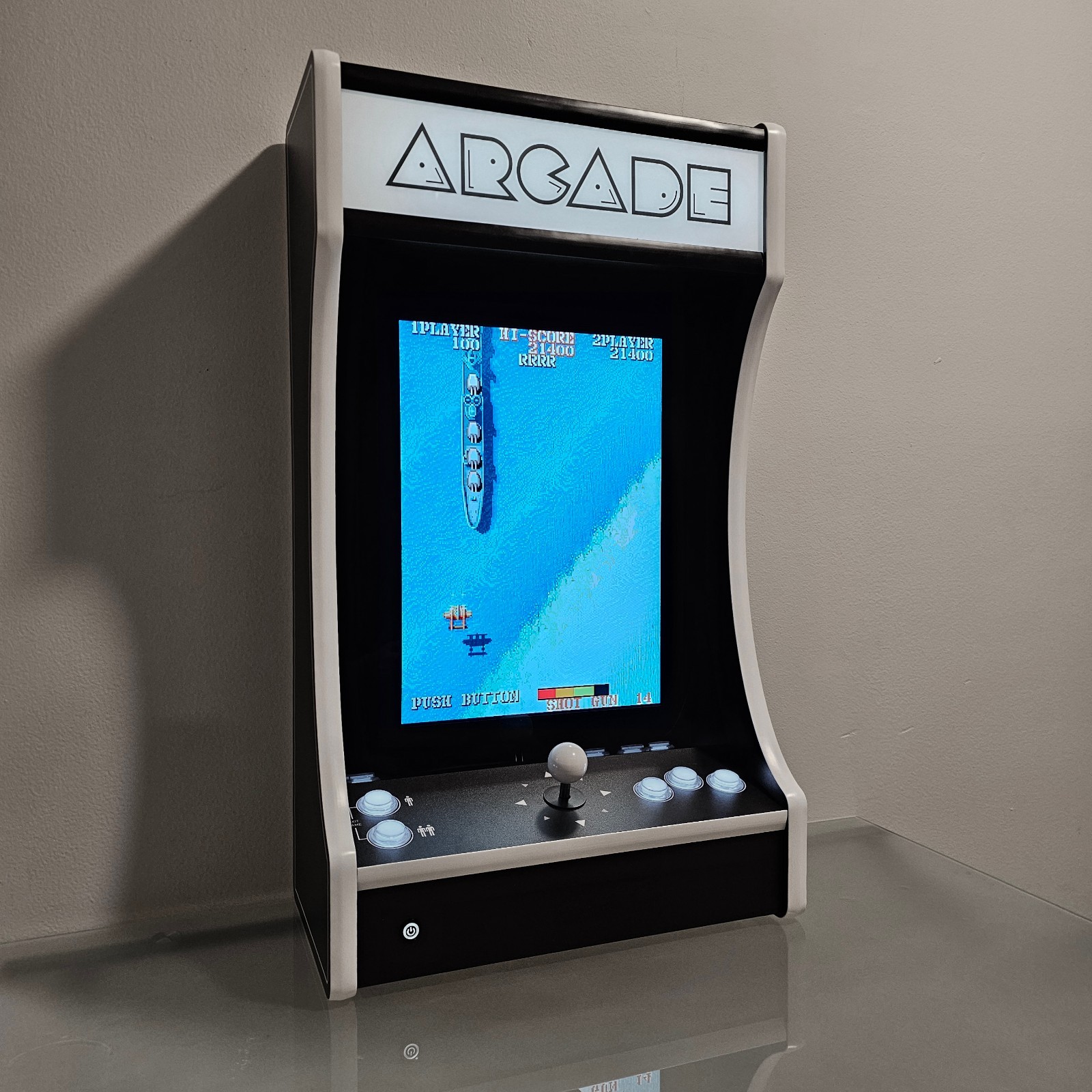 Black & White Wall Mounted Or Tabletop Arcade Machine plays 150+ Games