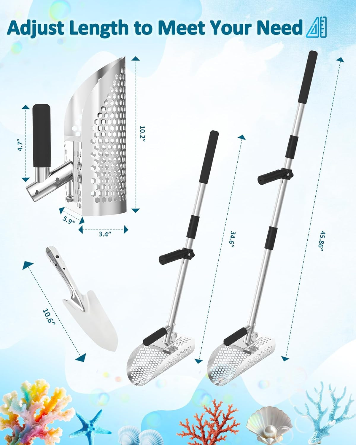 Stainless Steel Sand Scoop for Metal Detecting and Treasure Hunting