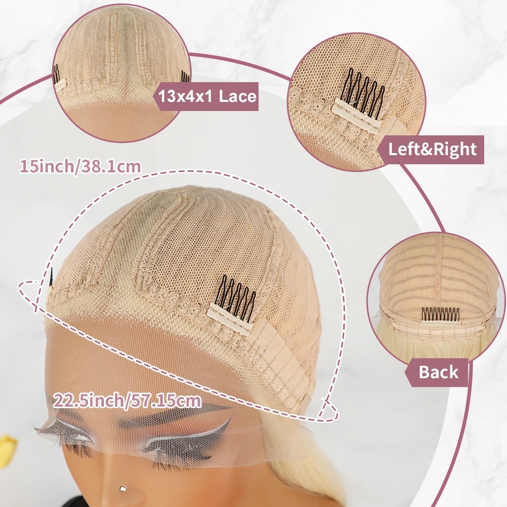 613 Light Blonde Color Synthetic Lace Front Wigs Long Straight Hair Wig Glueless