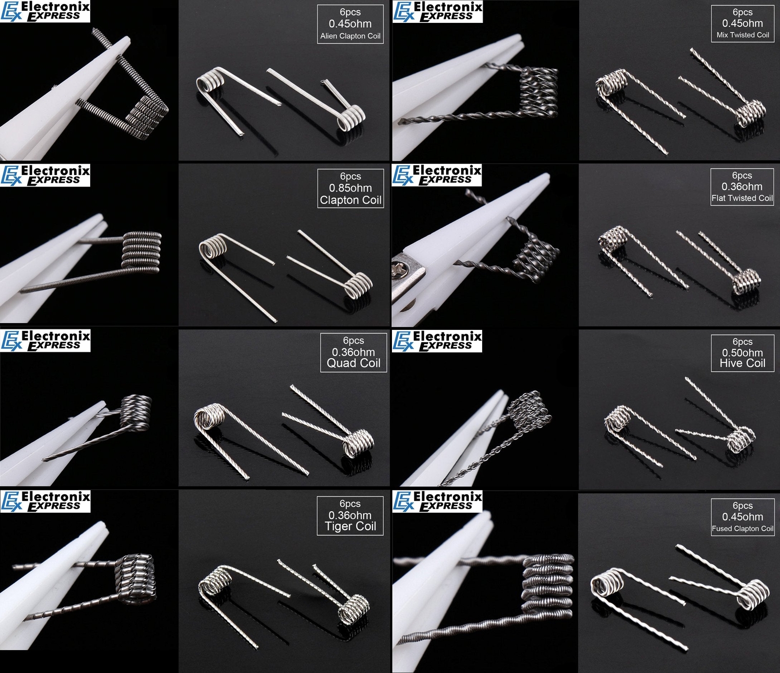 8 Different Pre-Built Coils - 48 Pieces Total - Convenient Case