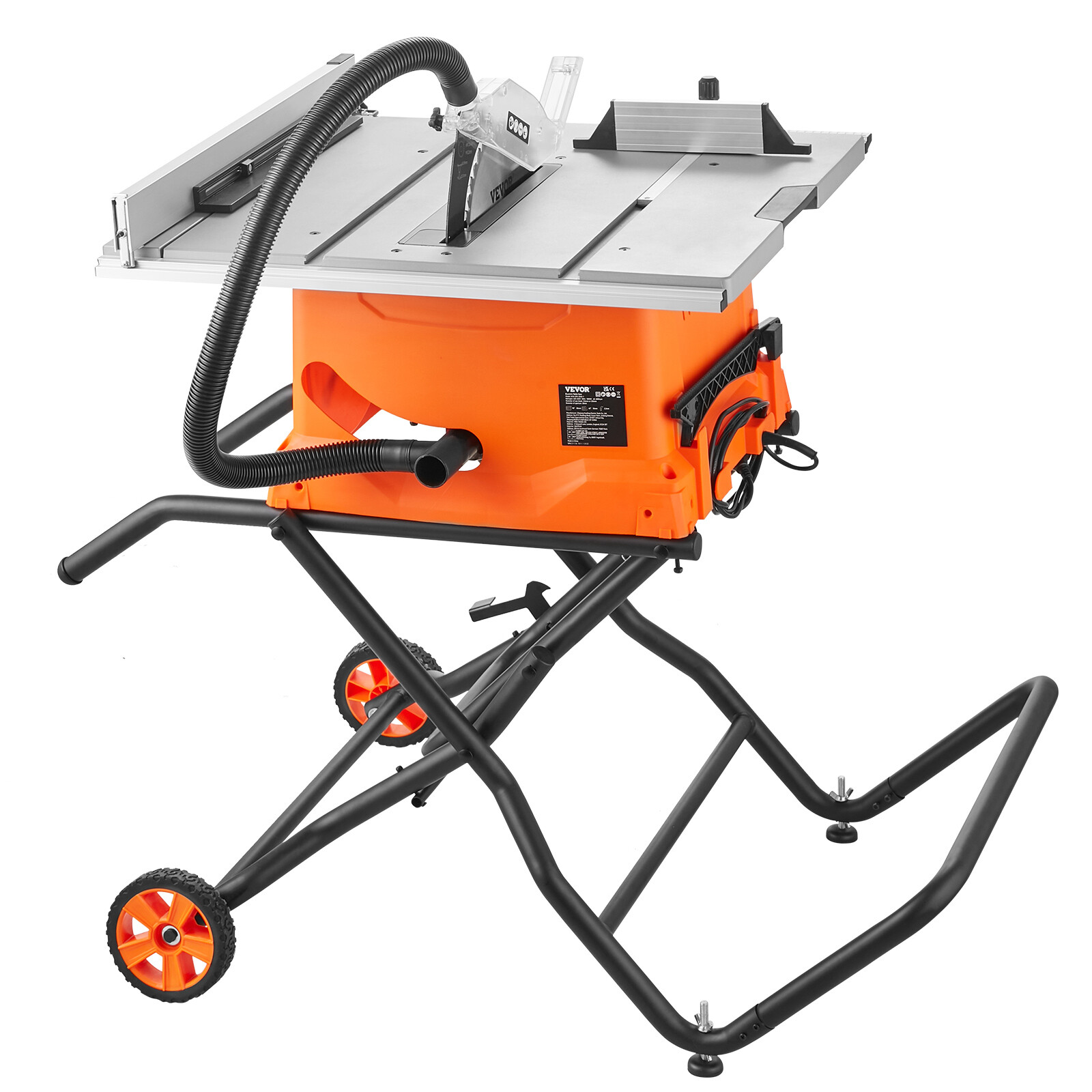 VEVOR 10" Table Saw w/ Stand Electric Cutting Machine 5000RPM 25-in Rip Capacity