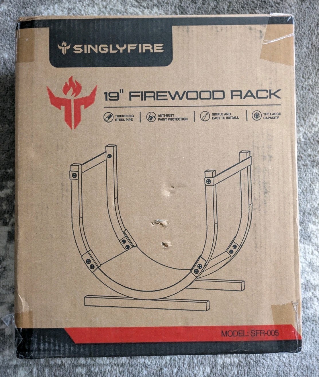 Firewood Rack - 19" Indoor/Outdoor Fireplace Wood Storage Rack By SINGLYFIRE