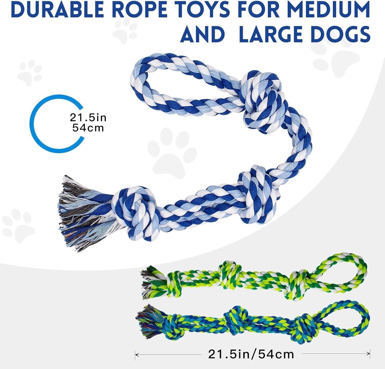 [3 Pack] Heavy Duty Dog Rope Toys-Large Tug & Chew Toy for Aggressive Chewers