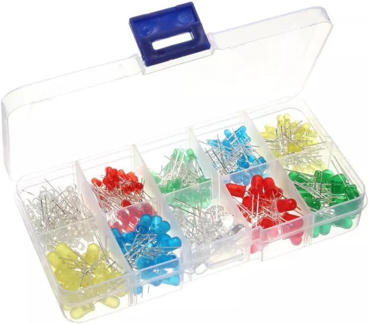 300Pcs 5mm 3mm LED Light Kit Yellow White Blue Red Green Assortment with Case