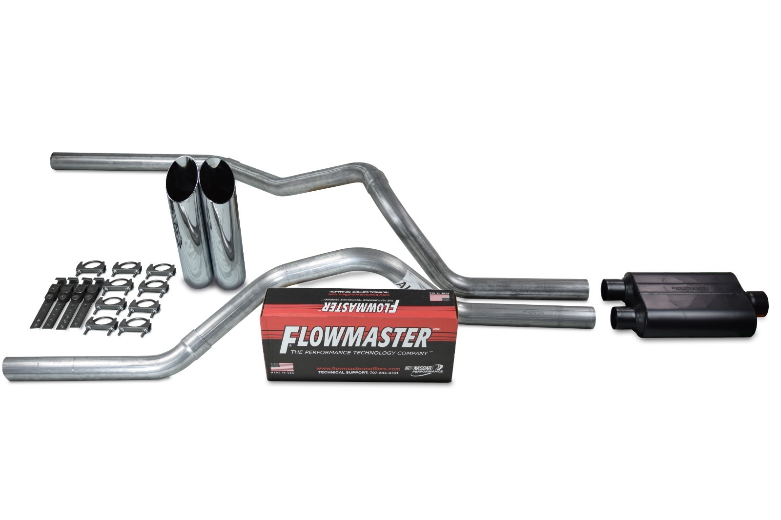 Ford F-150 Truck 87-97 2.5" Dual Exhaust Kits Flowmaster Super 44 Slash Tip