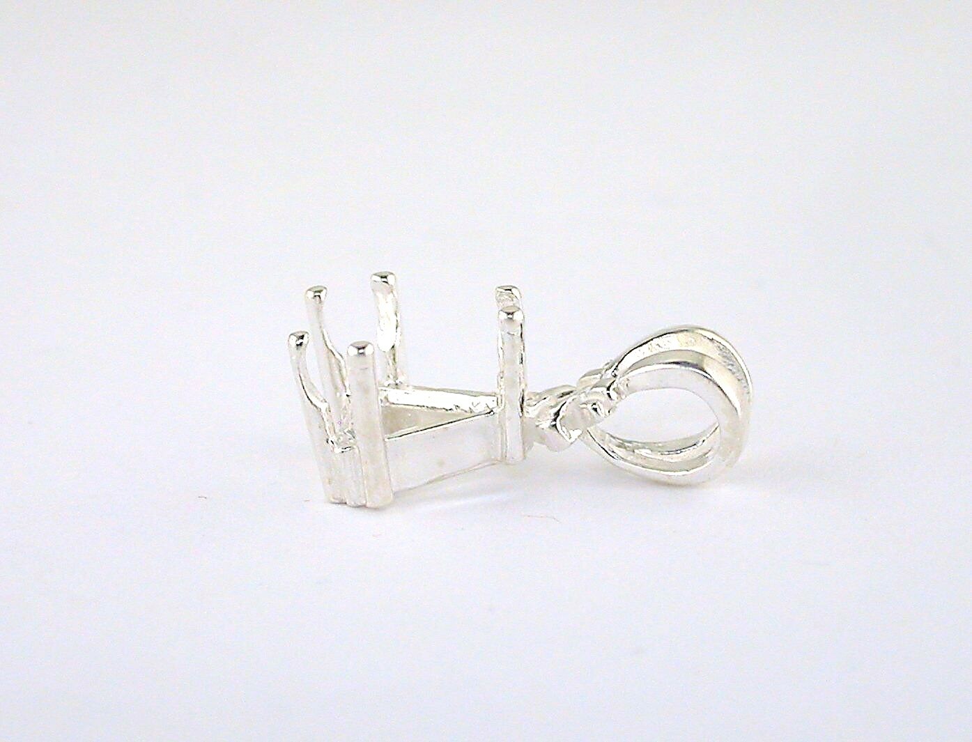 Trillion 6 Prong Fancy Pendant Setting Sterling Silver