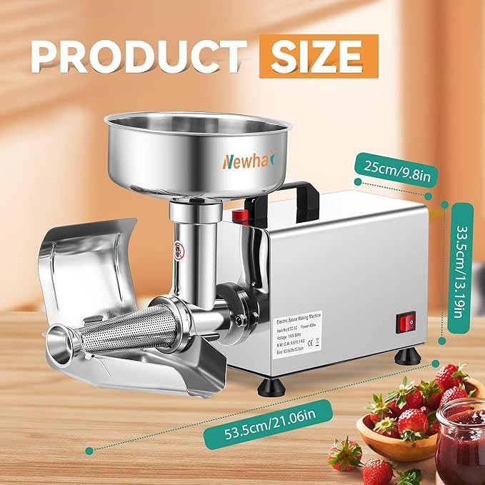 Newhai 450W Electric Tomato Strainer Commercial Sauce Maker Stainless Steel