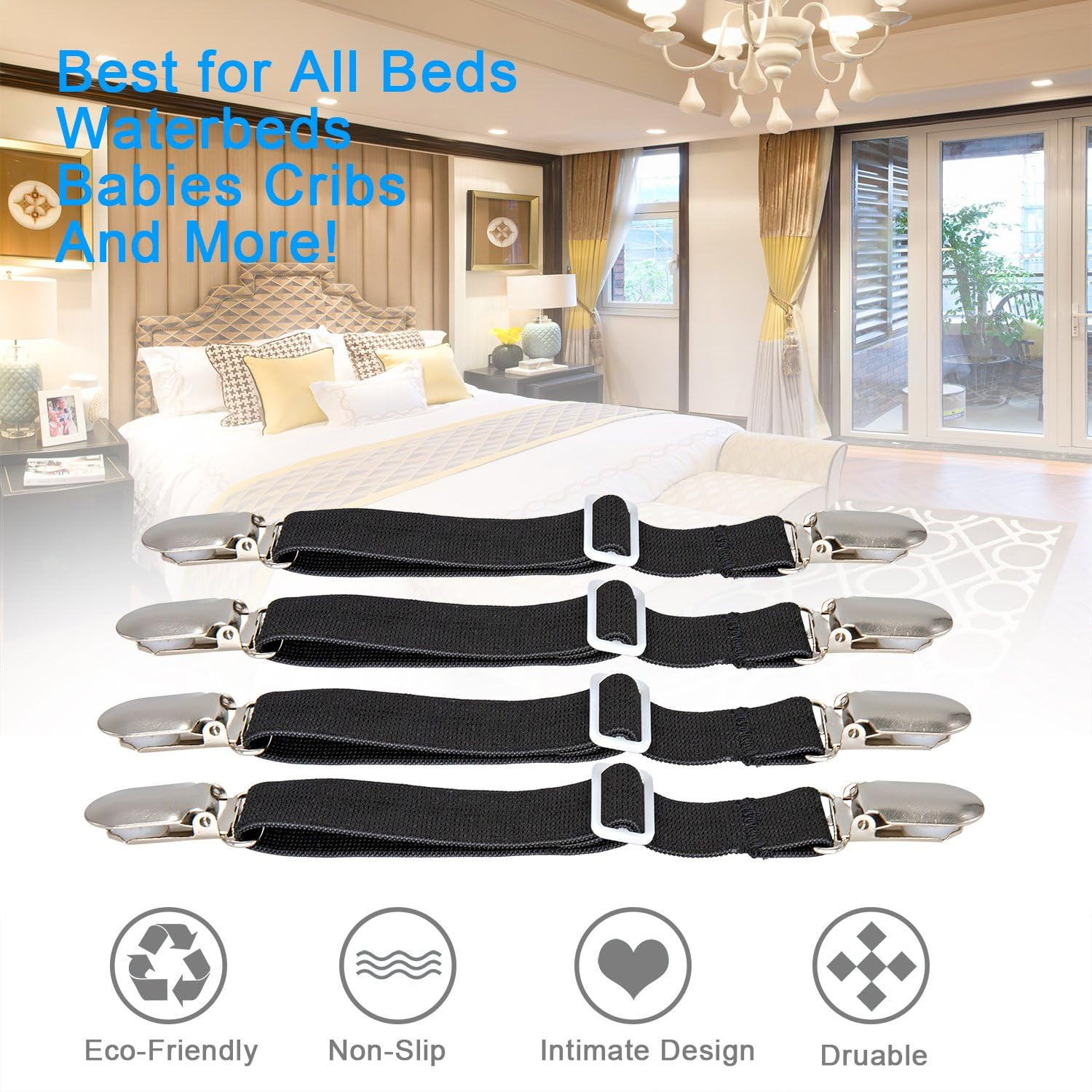 Sheet Keeper Straps Bed Sheet Holder for Corners Bedsheet Stays Suspenders