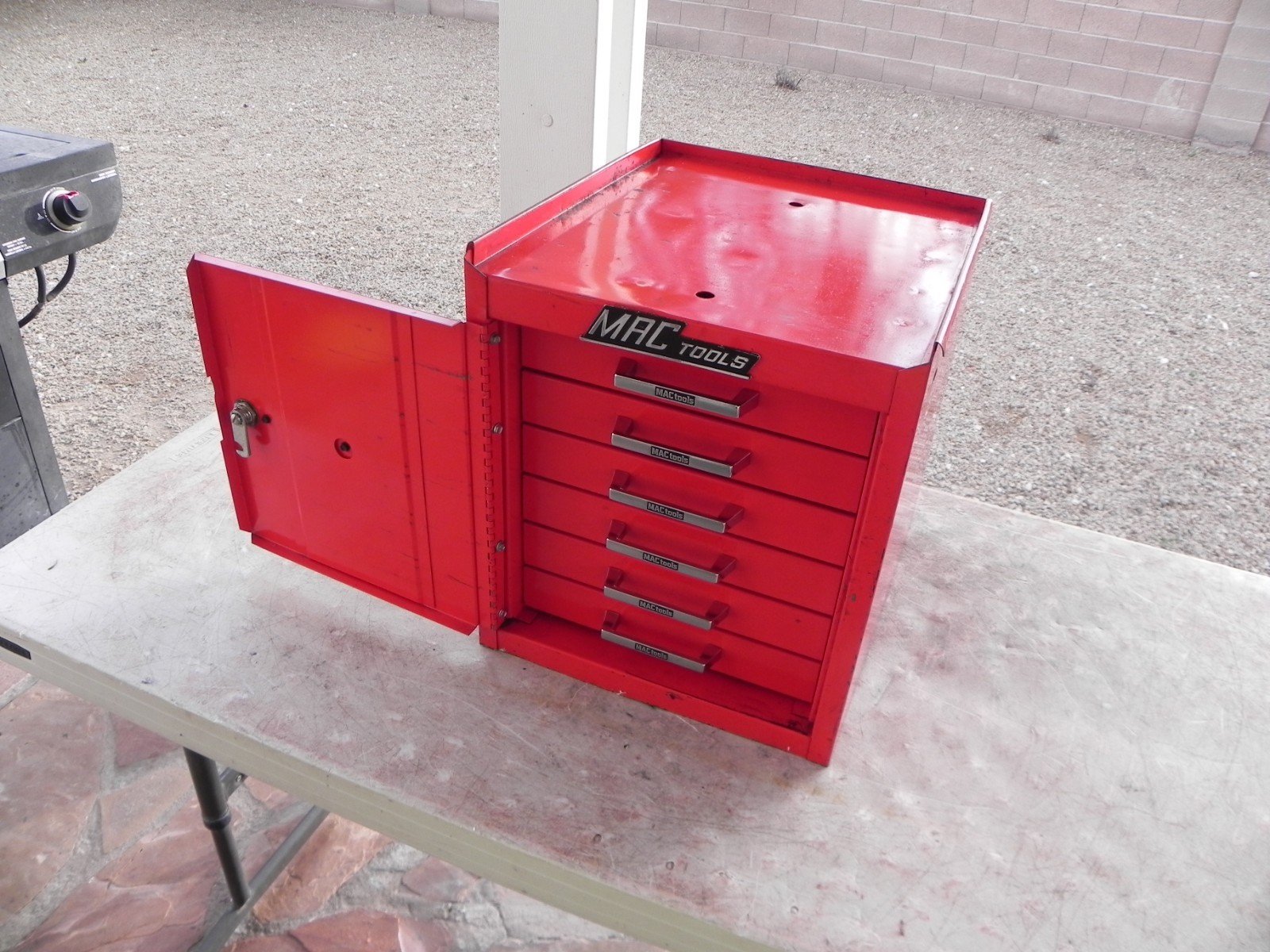 Vintage Mac Tools MB302 H3 6 Drawer Mini Side Cabinet Red USA 2 Keys (NICE)