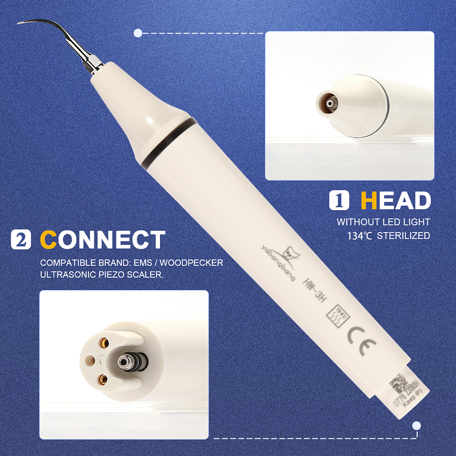 Dental Ultrasonic Piezo Scaler Handpiece fit For EMS WOODPECKER type Tips 135℃