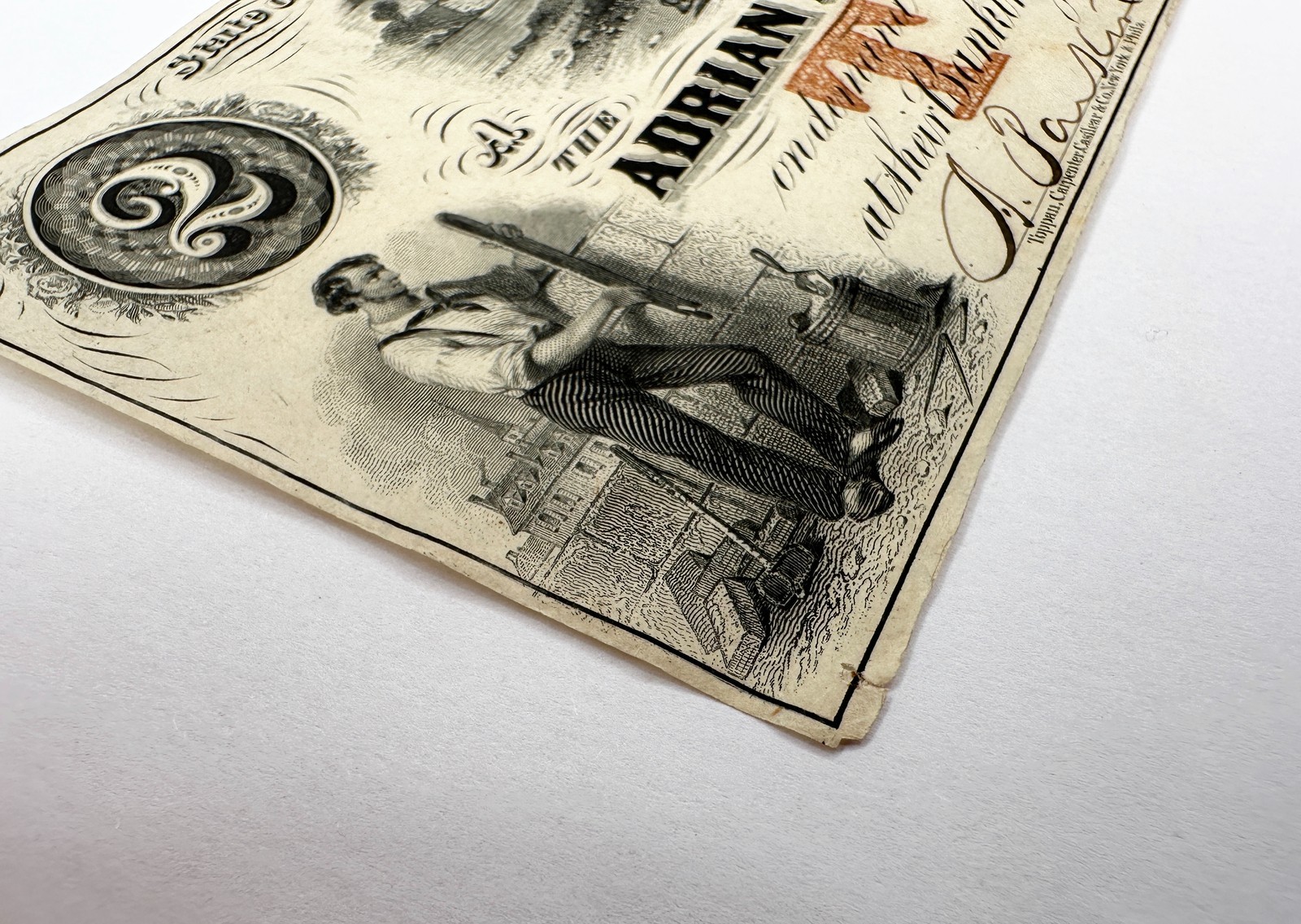 1853 $2 Adrian Insurance Company Michigan Obsolete Bank Note Two Dollars Bill MI