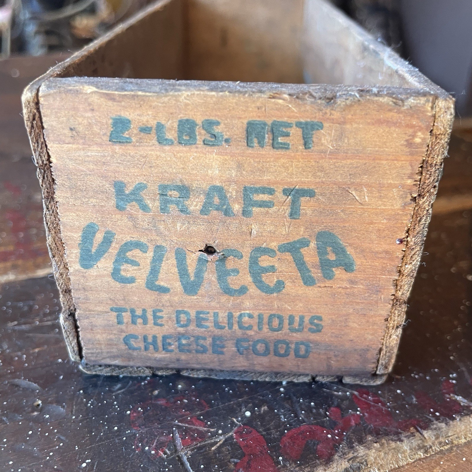 Vintage Wood KRAFT Velveeta Cheese box Crate 2 lb Size Display