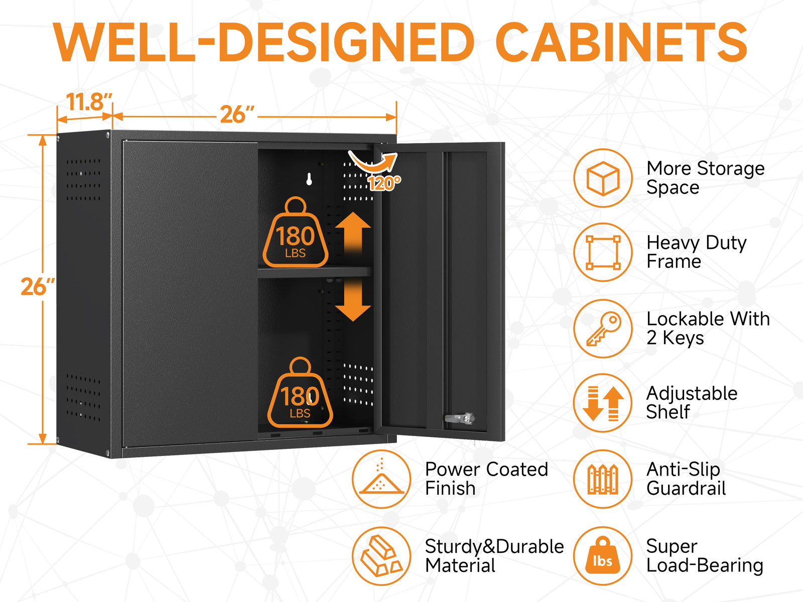 Wall Mounted Metal Lockable Storage Cabinet Garage Wall Cabinet Tool Cabinet