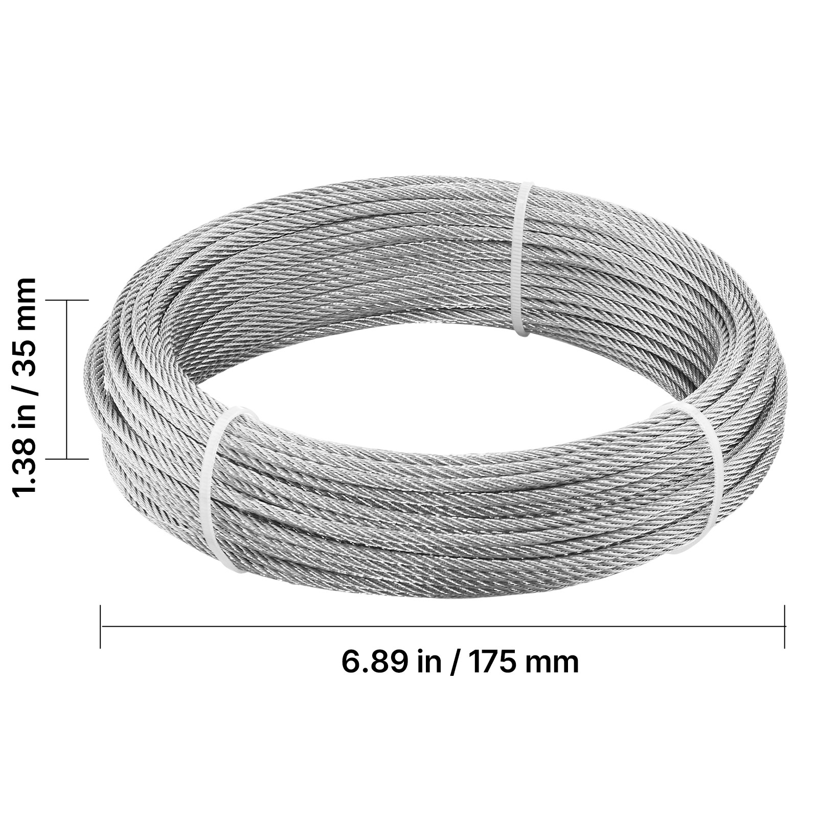 Uimoso 304 Stainless Steel 1/8 in 7x7 Wire Rope, 100 ft for Cable Railing