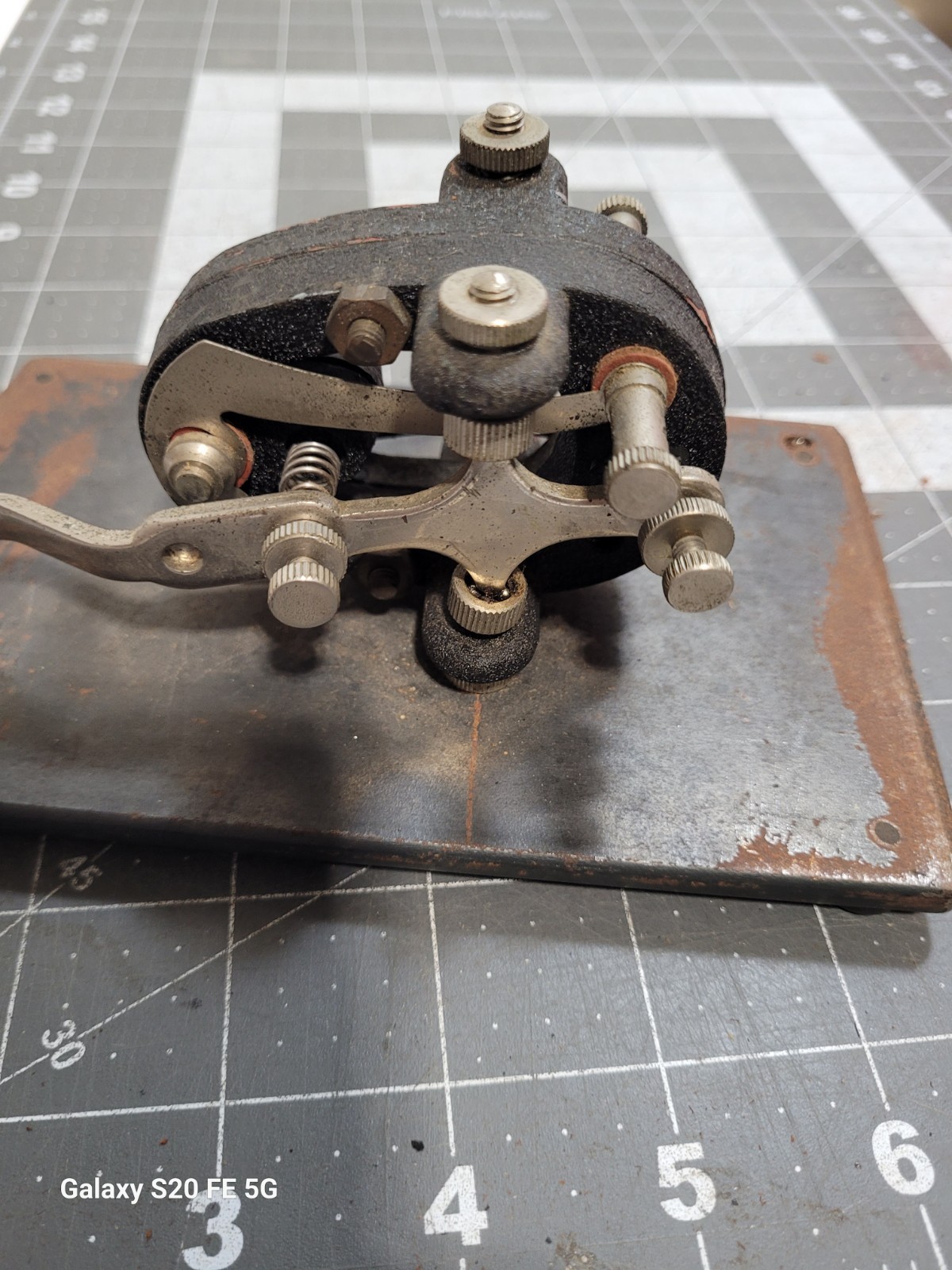 Telegraph Key Mounted On Metal Board Unknown Brand