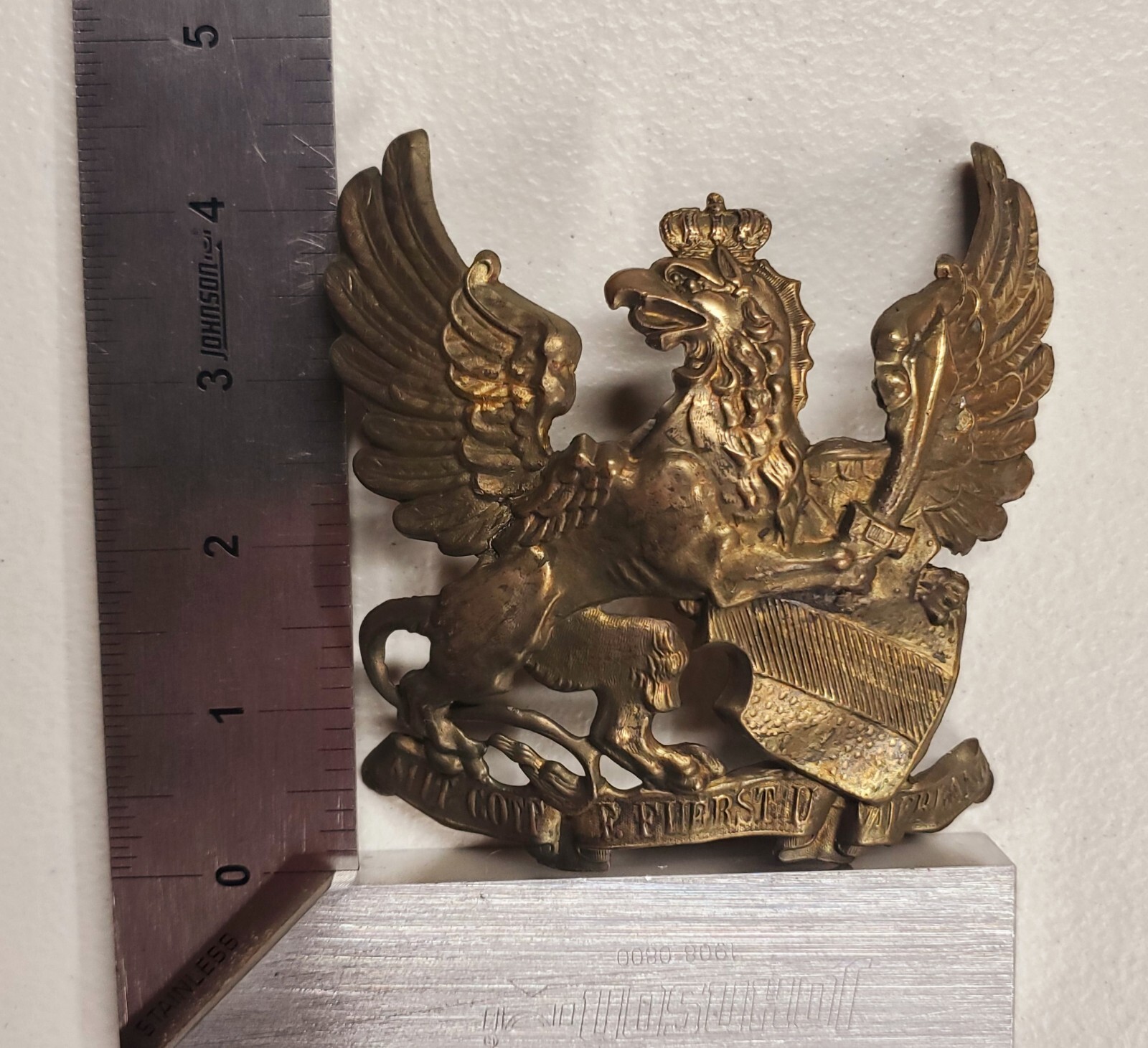 WWI Reproduction Baden Pickelhaube Helmet Plate with Brass Finish