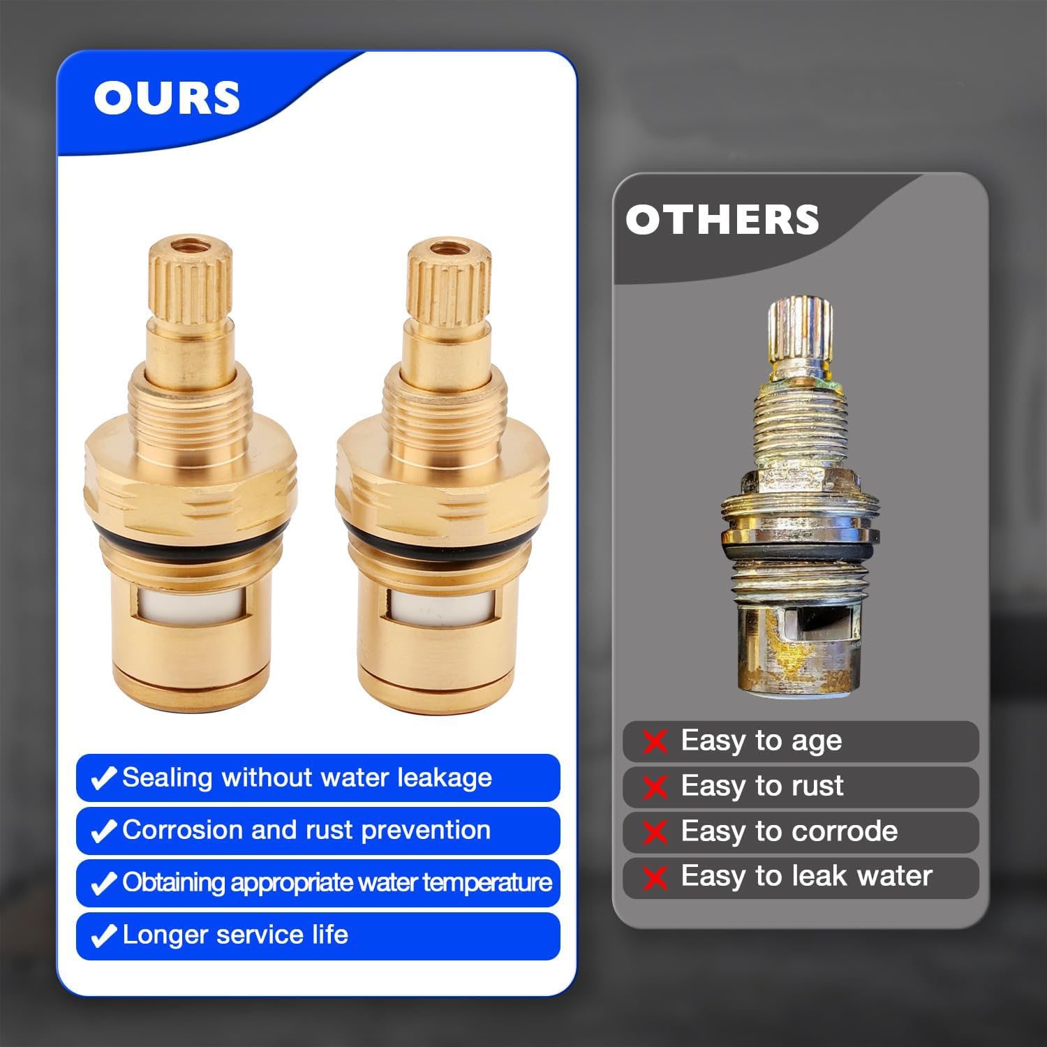 Brass Ceramic Valve Cartridge Set For CC Basin Faucet Cold Hot Ceramic Cartridge