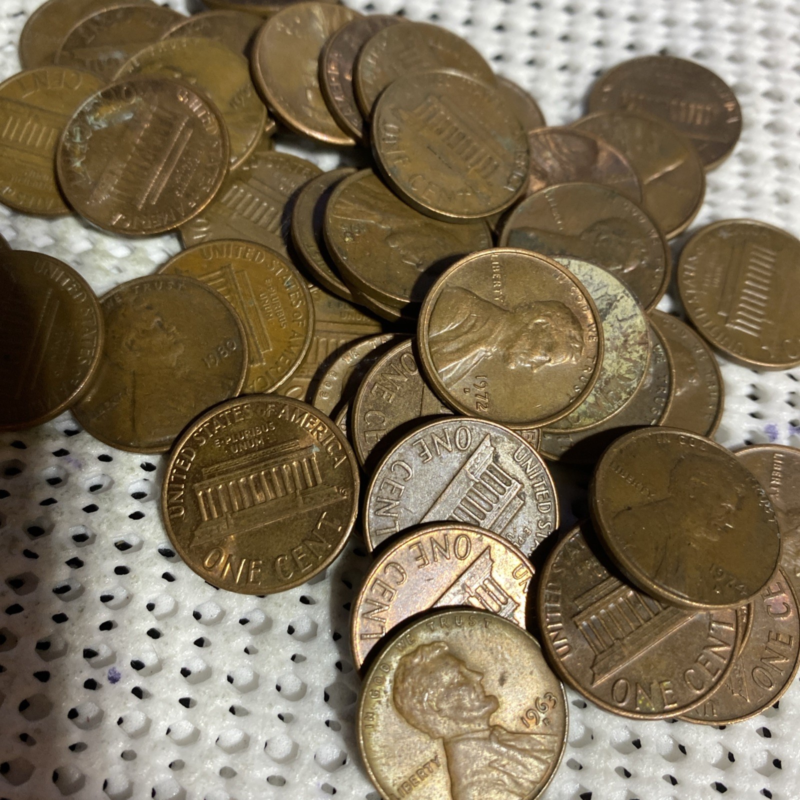 Bulk Copper Pennies 3 Lbs. 1959-1982 Qty. 435ish