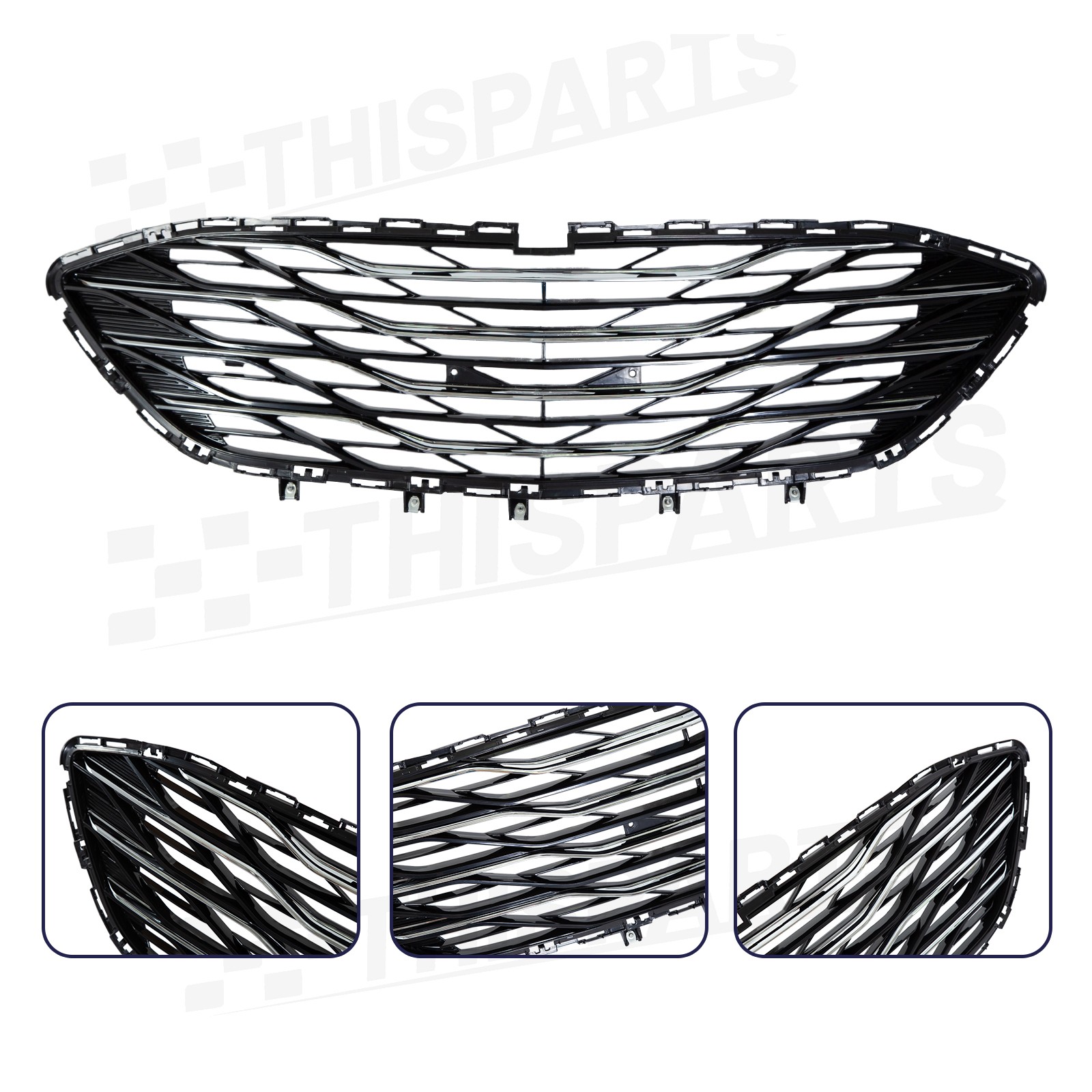 Front Upper Lower Bumper Grilles Valance Trim Bracket For 2019-2024 Chevy Malibu