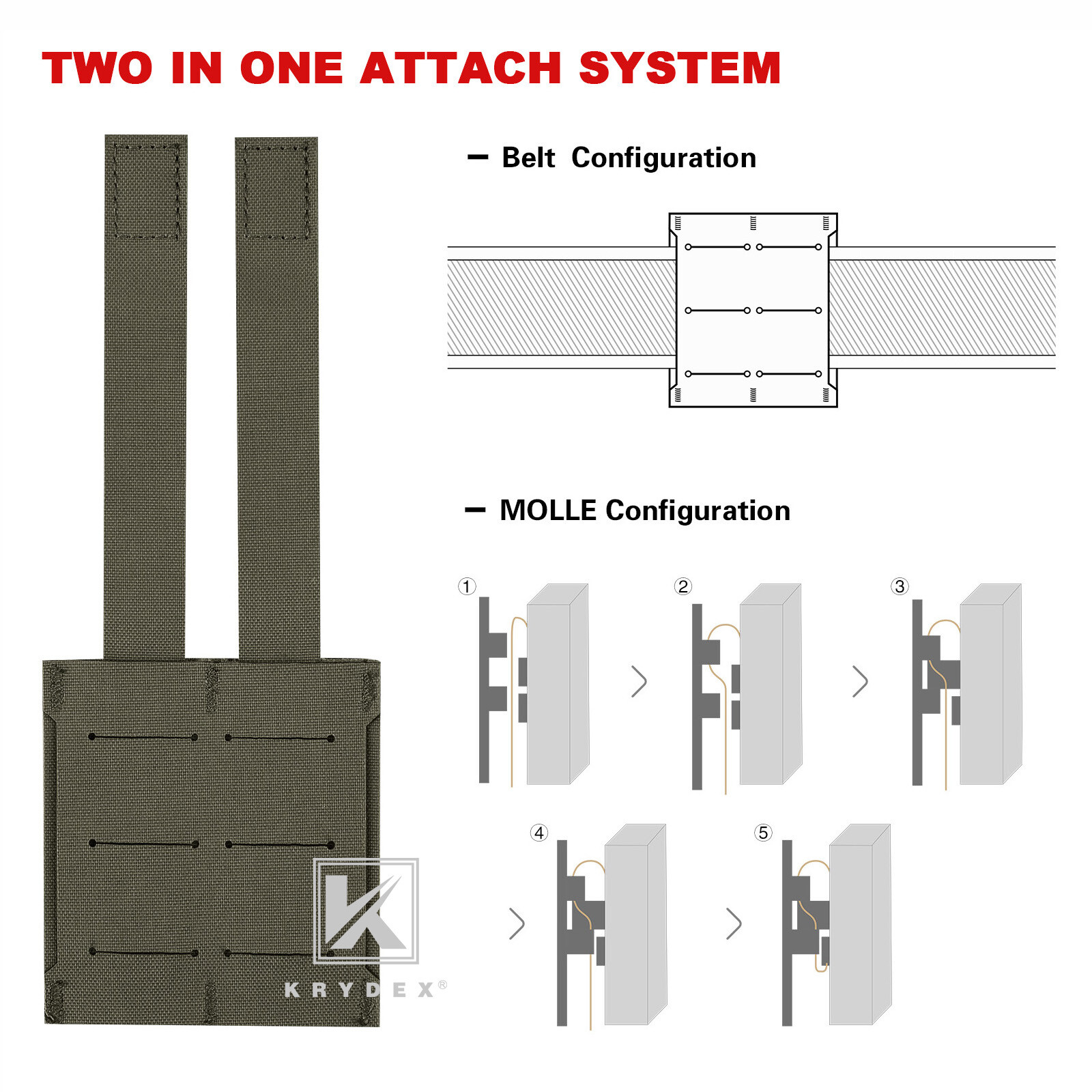 KRYDEX Tactical 9mm Pistol Magazine Pouch Mag Holder Duty Belt / MOLLE Mounted