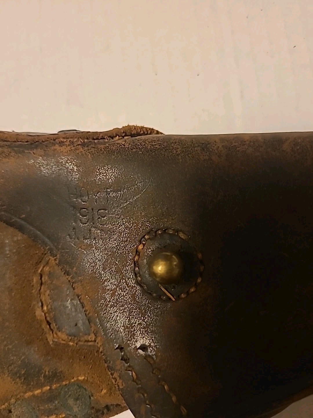 Vintage WWI Era HOYT 1918 JJM Flap Holster Brown Leather 10" L