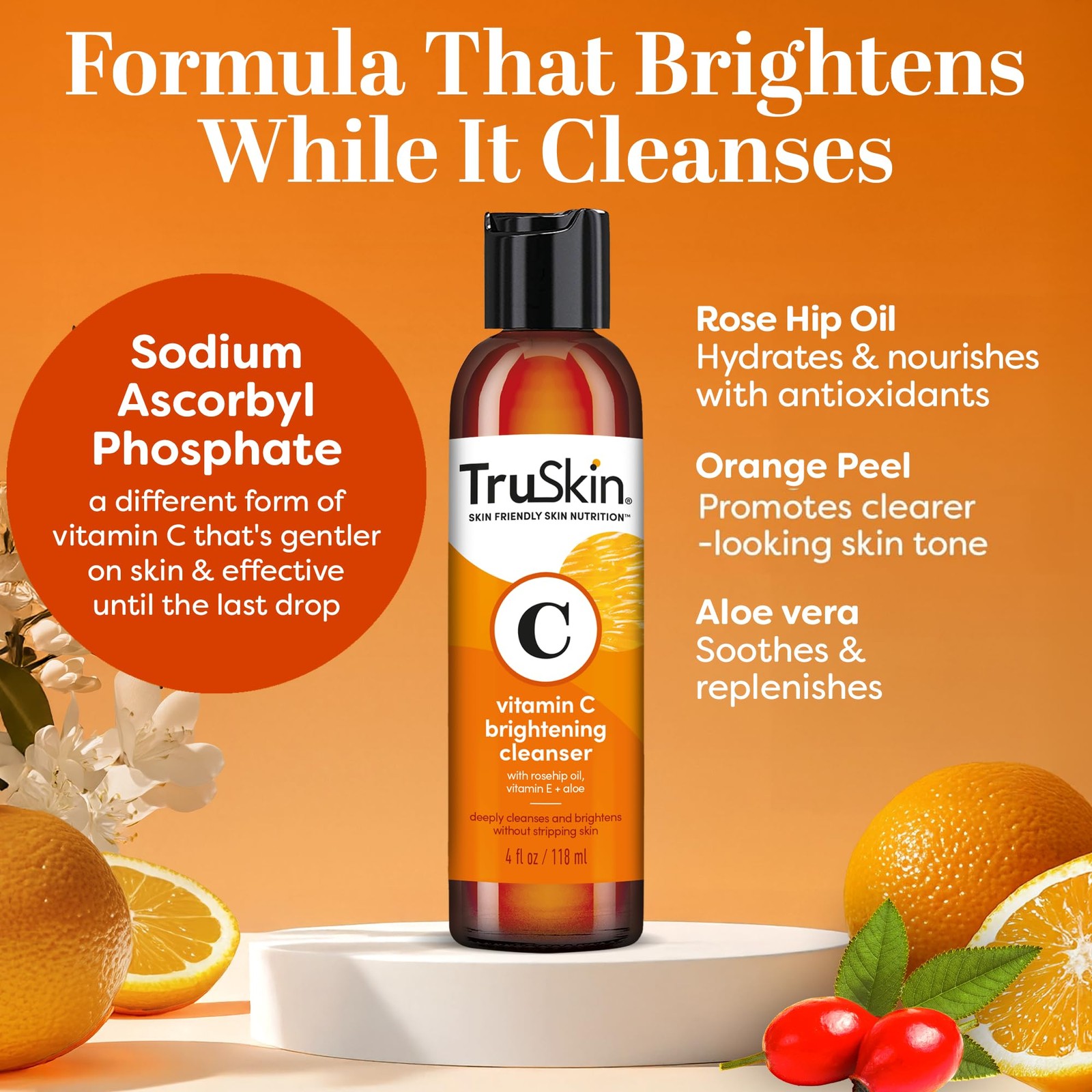 TruSkin Vitamin C Face Wash Cleanser - Brightening, Anti-Aging & Nourishing