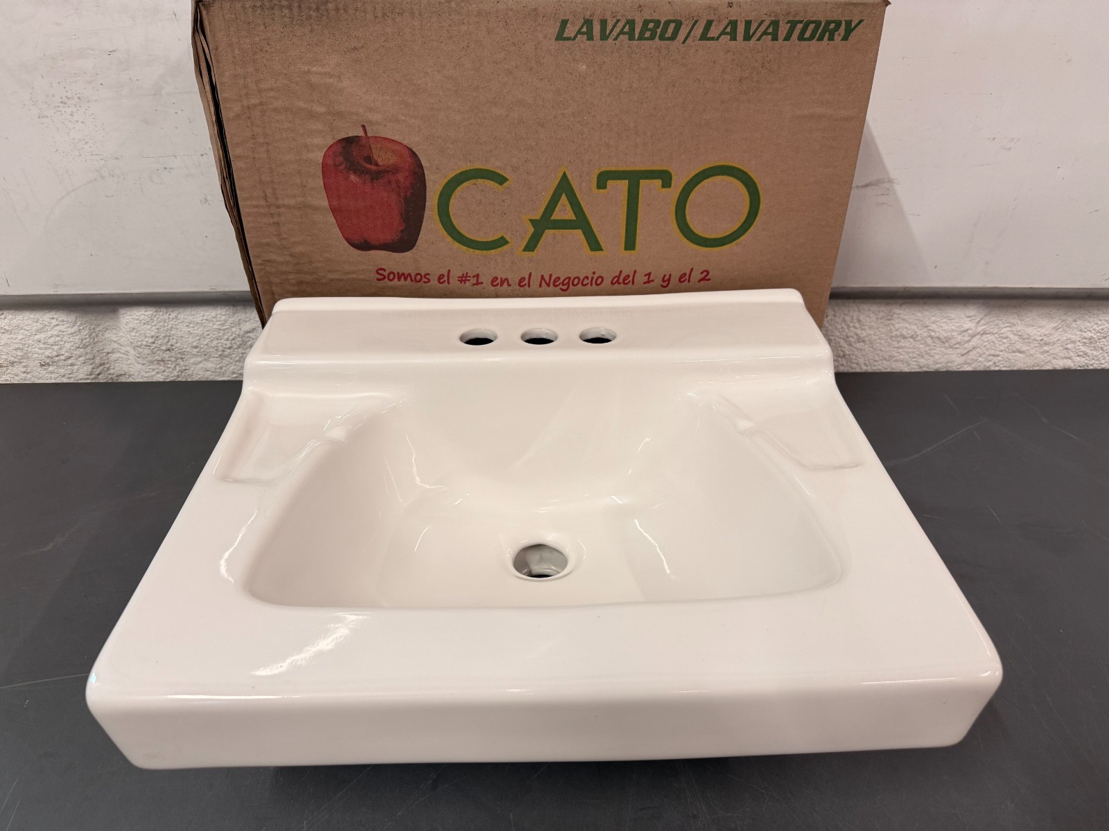 Cato White Caribe Jazmin 4" Faucet Centers Wall Mount Lavatory Sink 15035010100