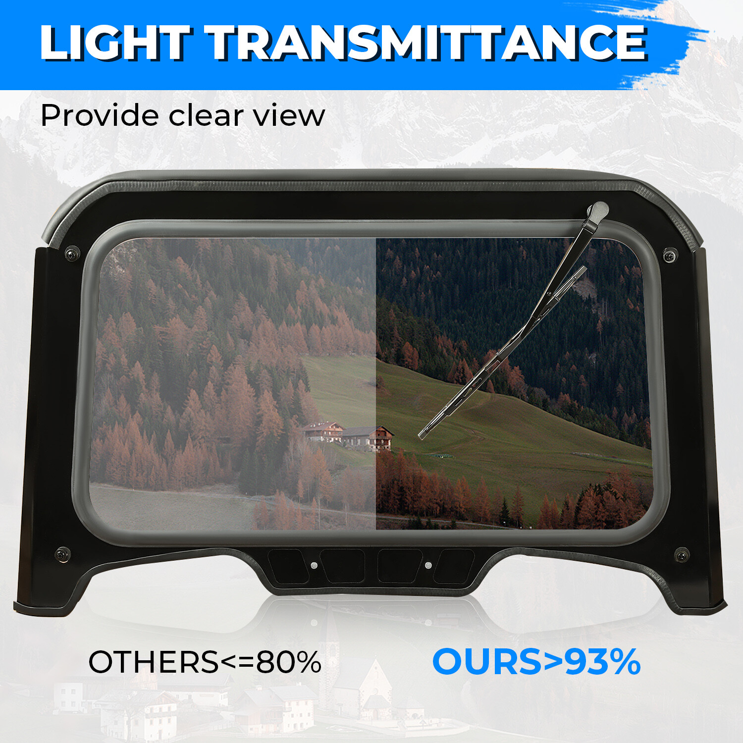 Glass Front Full Windshield For 2019+ Polaris RZR XP/ XP4 1000 Black