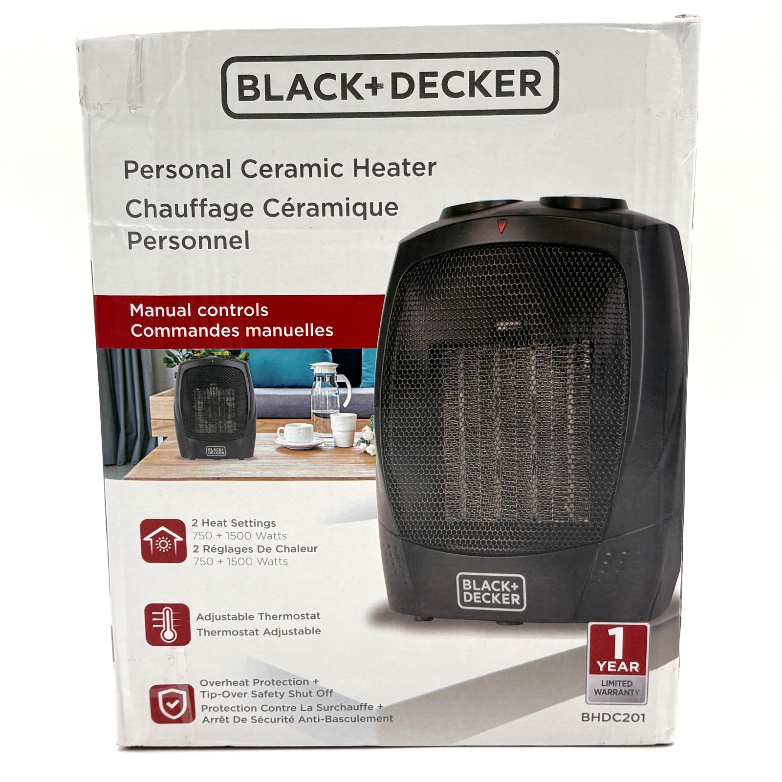 BLACK+DECKER Portable Space Heater 1500W Room Heater Black