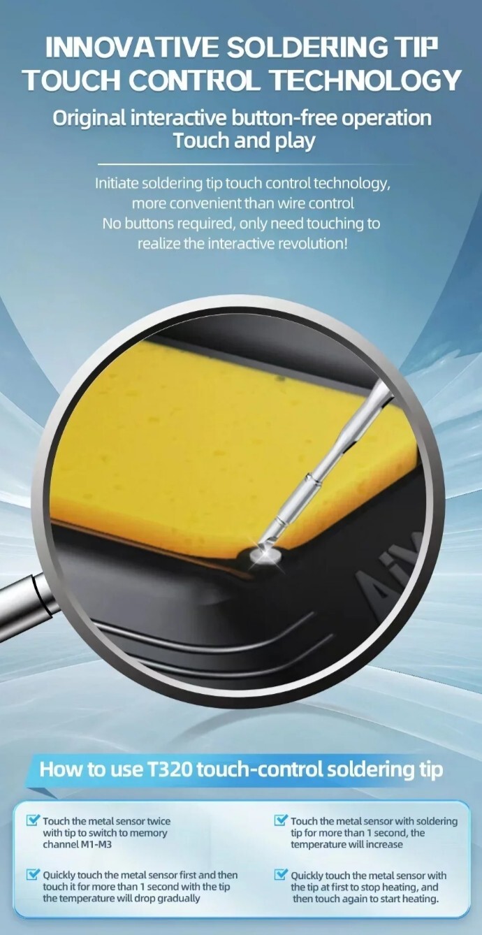 JCID AIXUN T320 Smart Soldering Station With T210 and T245, 2 Handles 6 Tips