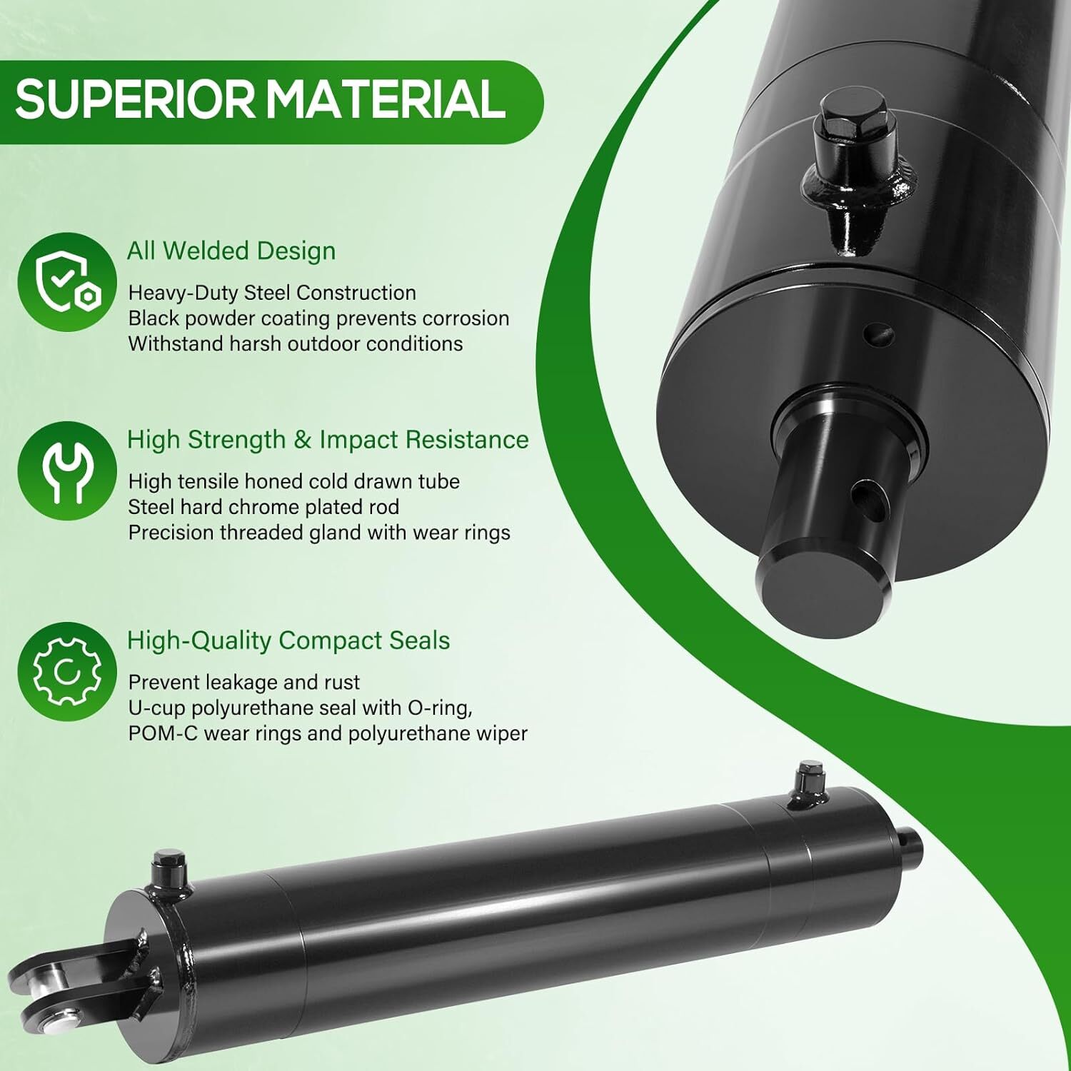 5"x24" Log Splitter Hydraulic Cylinders Double Acting 5" Bore 24" Stroke 2" Rod