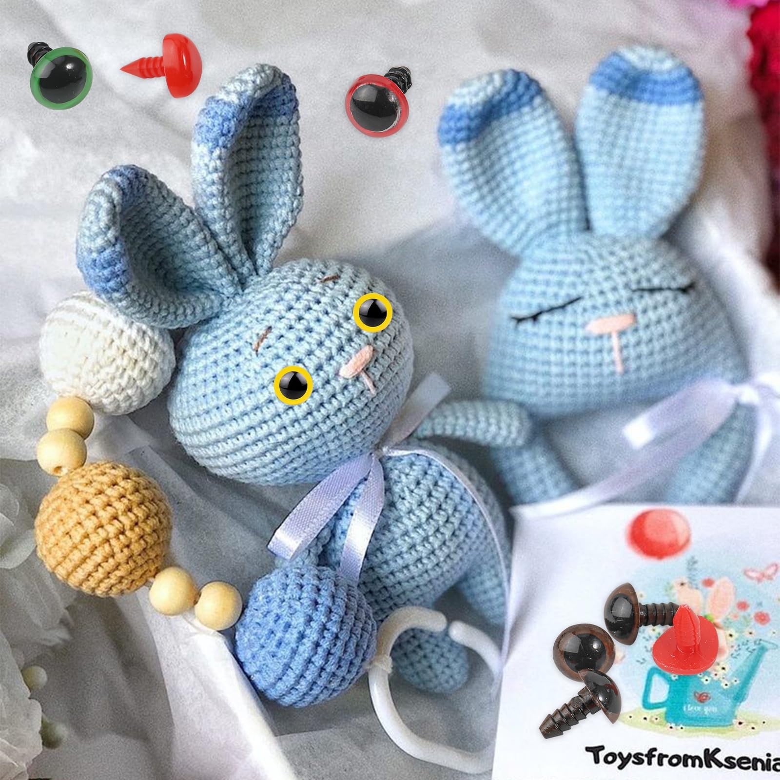 1100PCS Safety Eyes and Noses, Amigurumi Safety Eyes for Crocheting, Colorful...