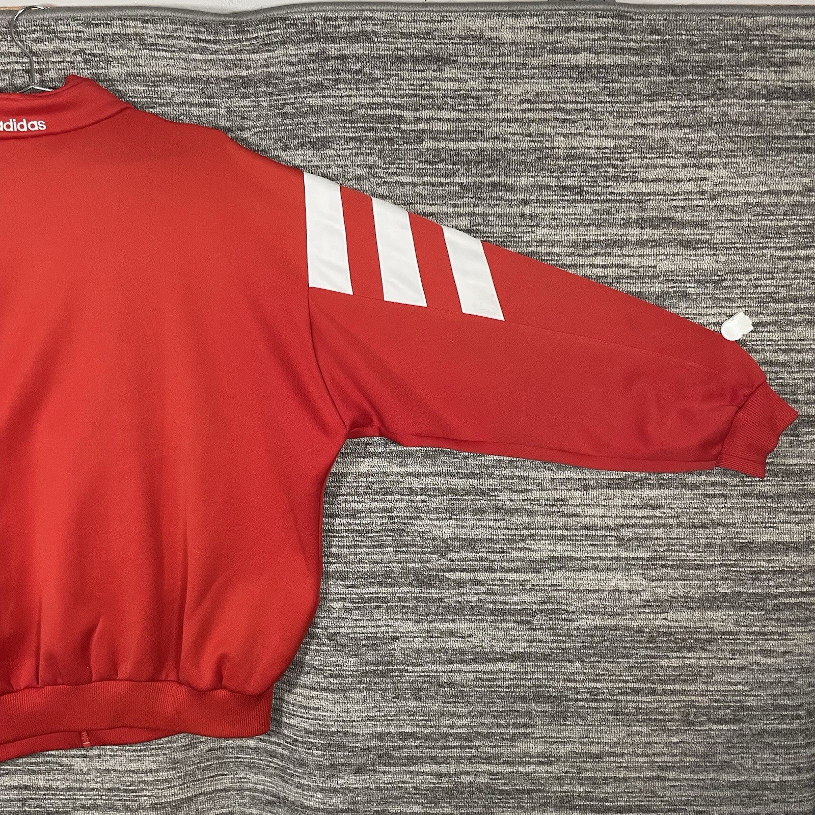 Vintage Adidas Red & Black Track Jacket White Striped Size XL (See Measurements)