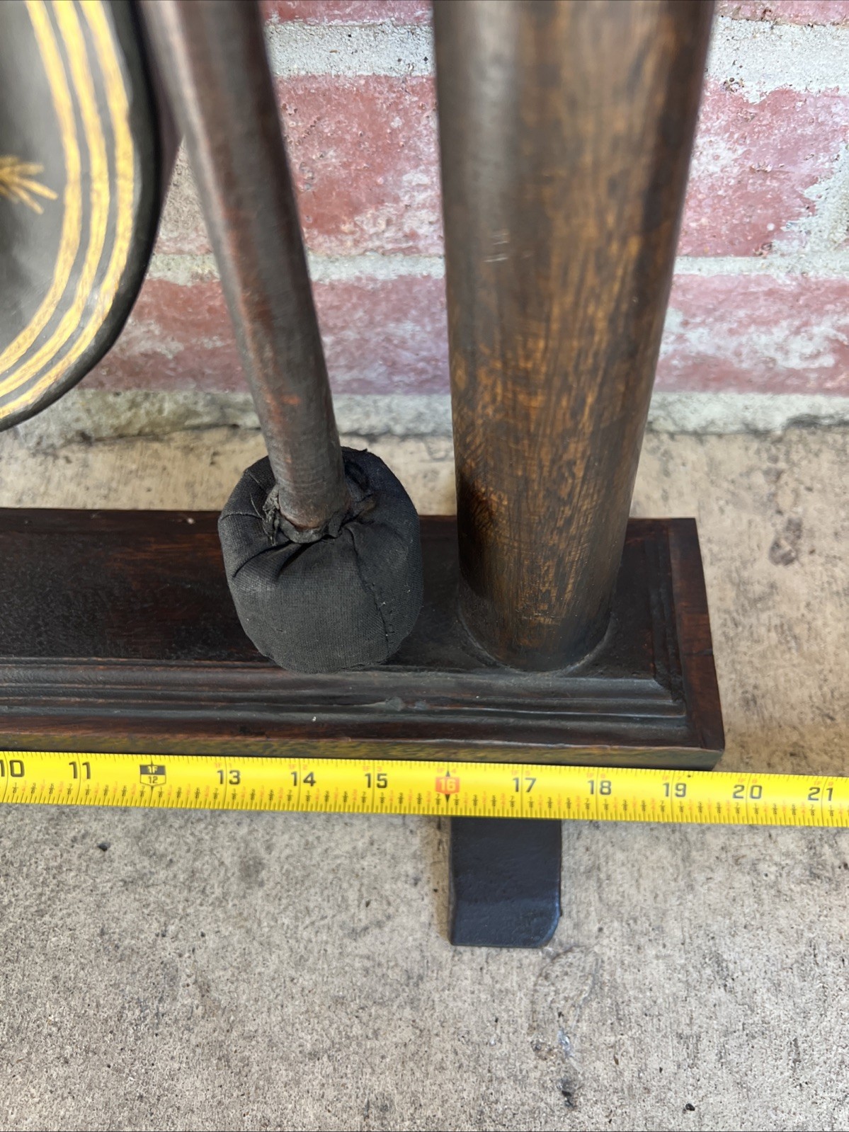 Vintage Thai-Style Temple Gong on Wood Stand 22” w/ Mallet Buddhism Decor