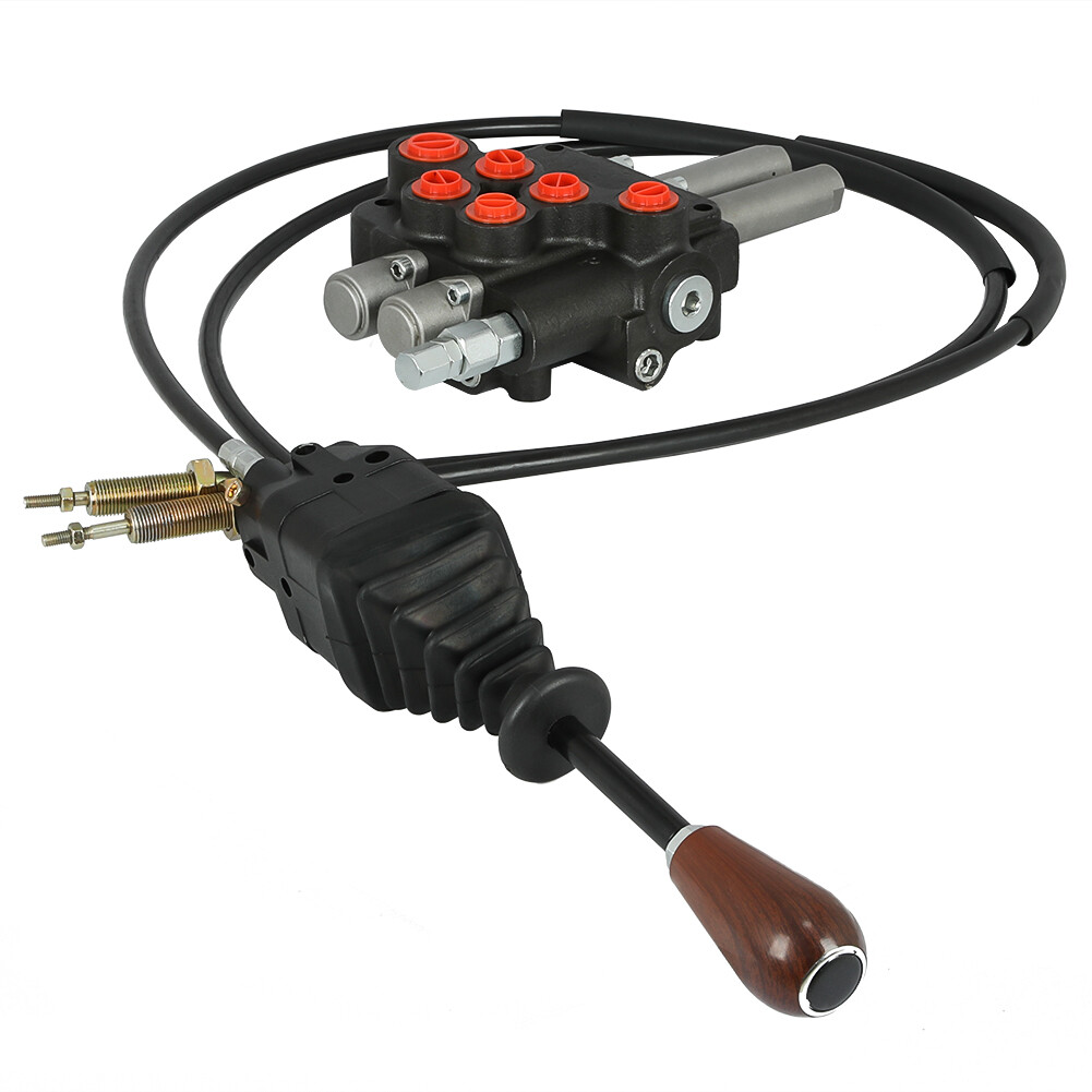 P80 Remote Control Valve Kit: 2 Spool Valve 21GPM + Joystick + Cables 25MPa Top