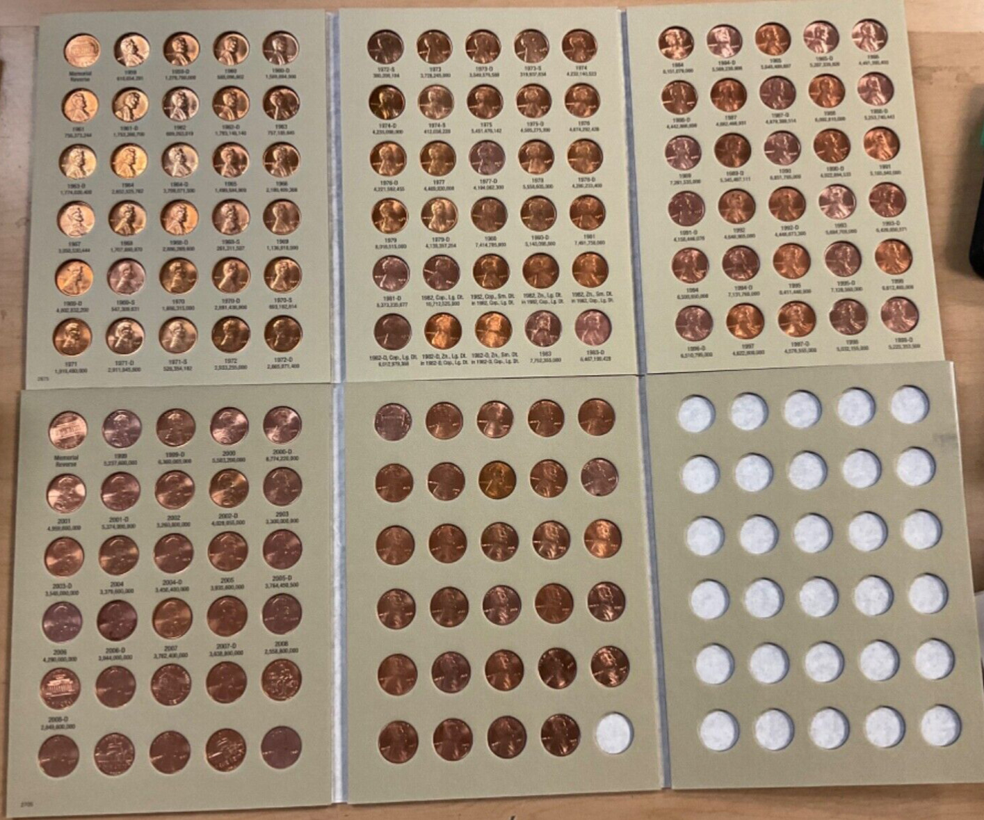 Complete BU Set-Lincoln Mem./Shield Cents 1959 - 2025 in New H.E. Harris Folders