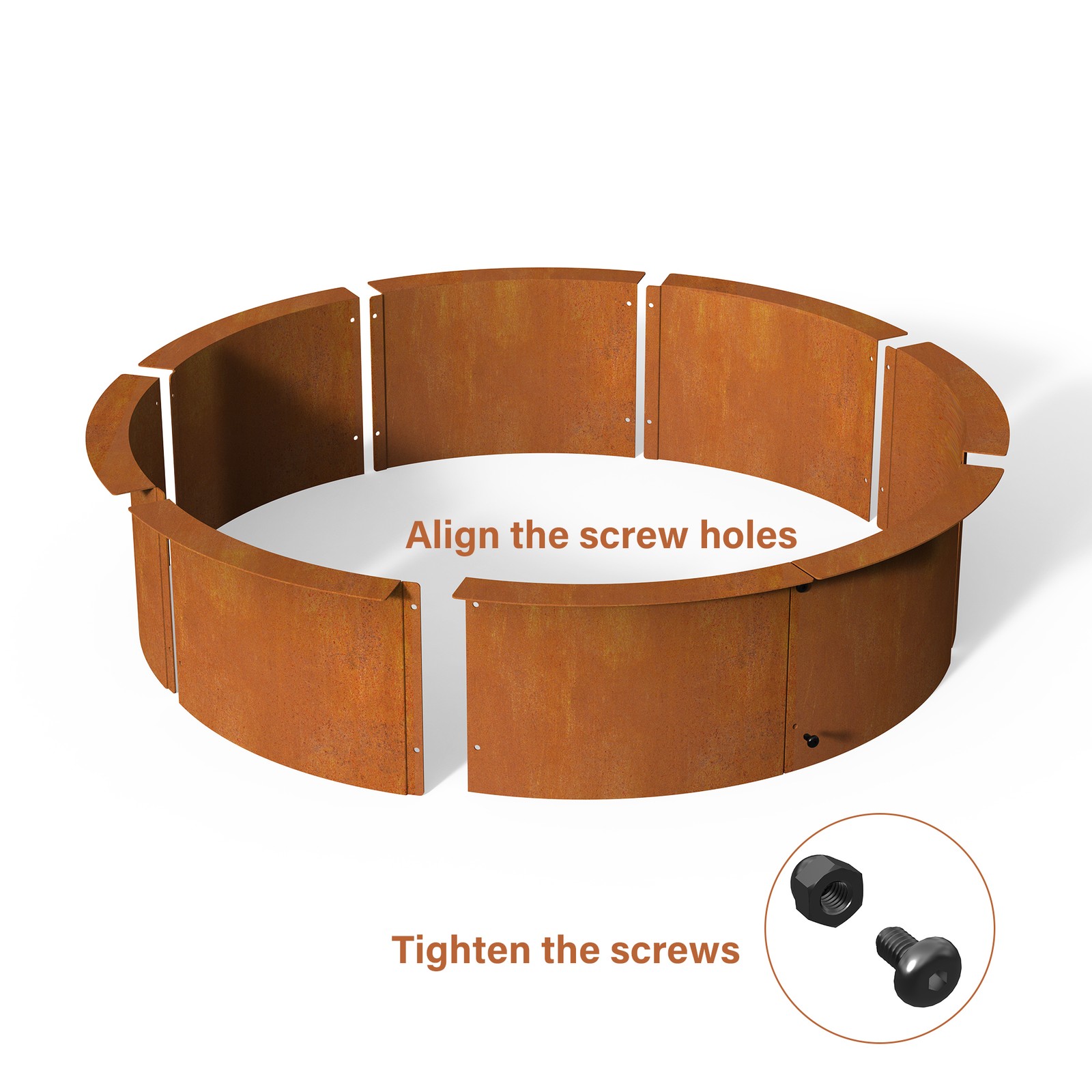 Fire Pit Ring Outdoor Wood Burning Fire Pit Outer 43.3 Inch Camping Fire Ring