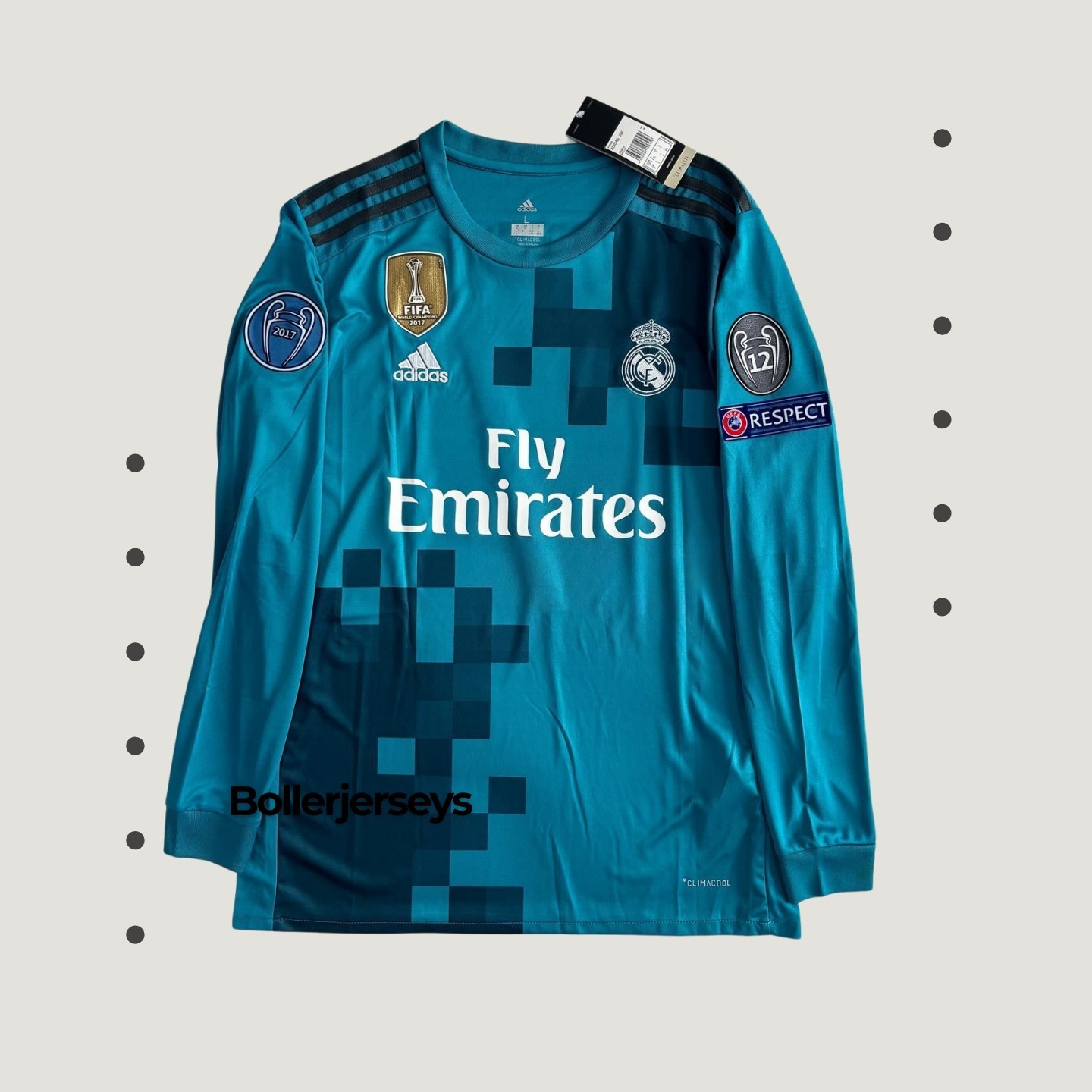 Real Madrid 2017/2018 Long Sleeve Blue Away jersey - Cristiano Ronaldo #7 Jersey