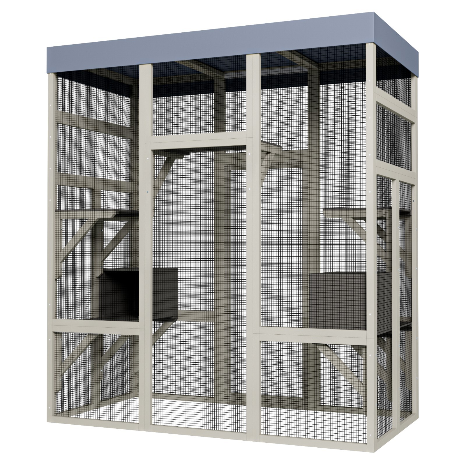 70.1" H Outdoor Cat House Enclosure Catio Wooden Large Cage Pet with Platforms