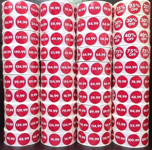 1000 PRICE STICKERS ⭐ CHOOSE FROM DROPDOWN MENU ⭐ SALE LABELS SELF ADHESIVE TAGS
